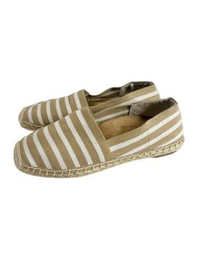 Vionic Valerie Women's 8 Tan and White Striped Espadrille Slip-Ons Shoes